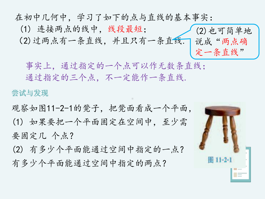 （2021新人教B版）高中数学必修第四册11.2平面的基本事实与推论ppt课件.ppt_第2页