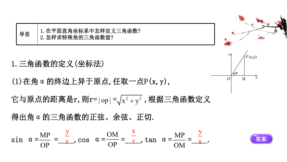 （2021新苏教版）高中数学必修第一册7.2.1（一）任意角的三角函数（一）ppt课件.ppt_第2页