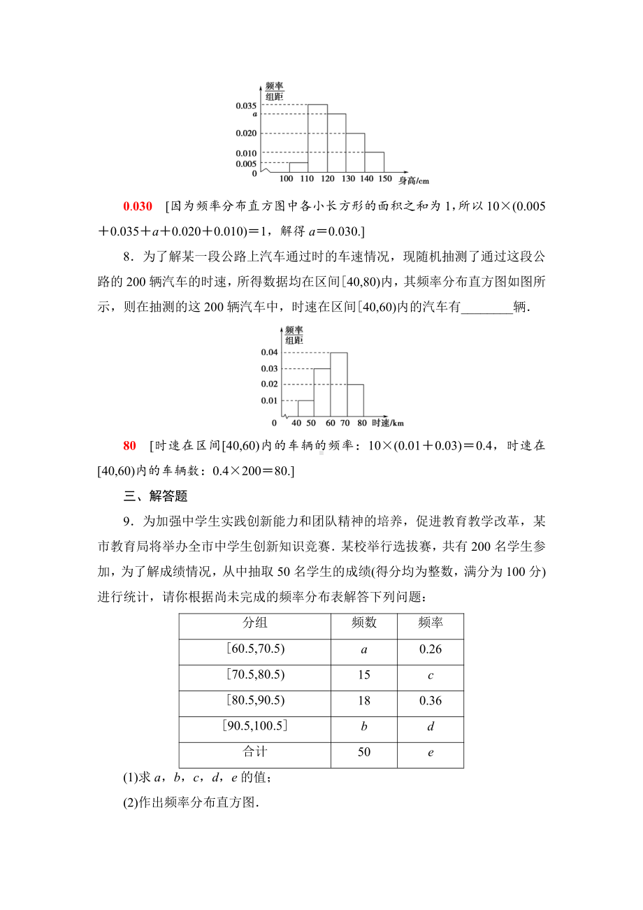 （2021新苏教版）高中数学必修第二册课时分层作业40　频率直方图练习.doc_第3页