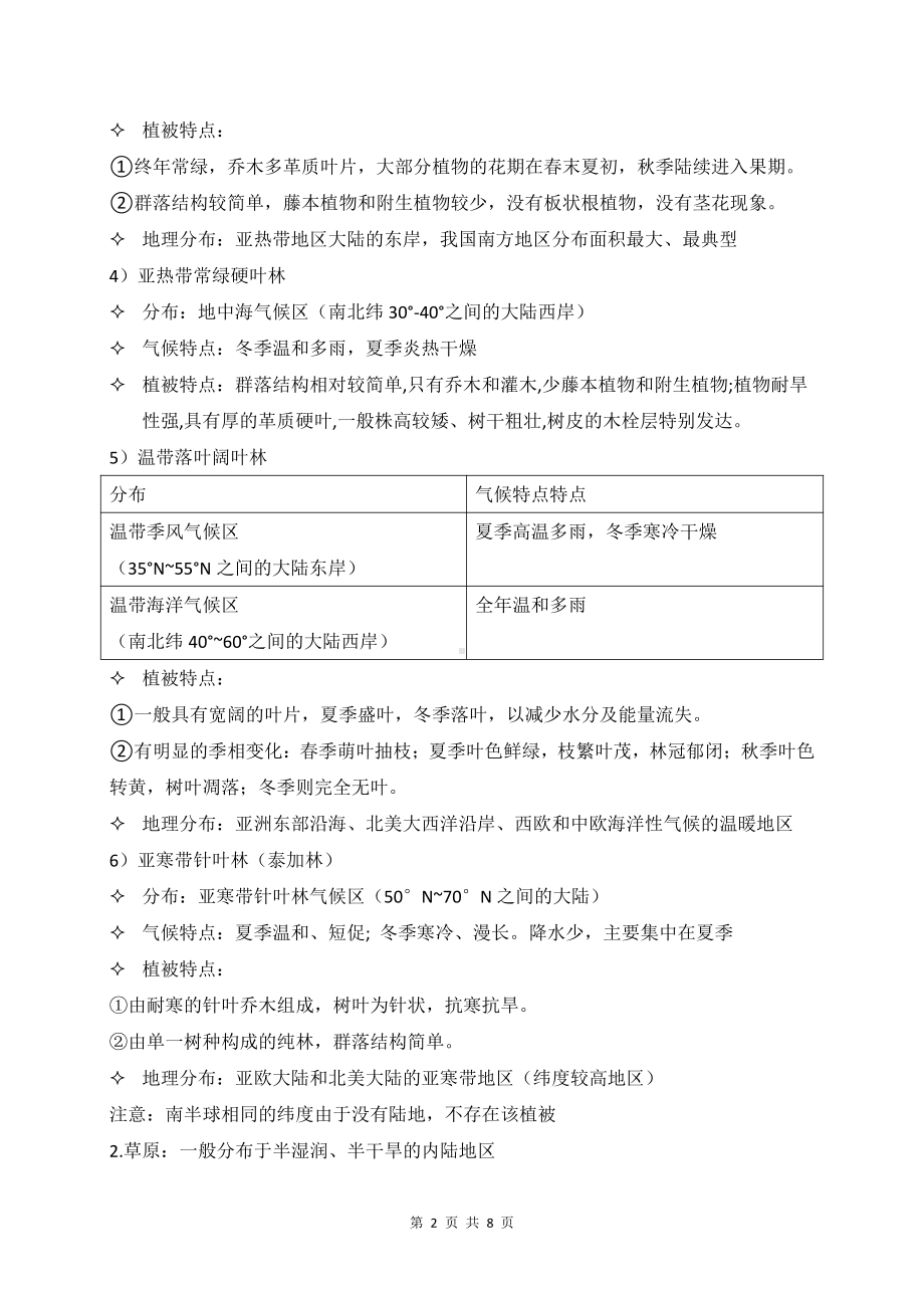 （新教材）湘教版（2019）高中地理必修第一册第五章 地球上的植被与土壤 知识点复习提纲.docx_第2页