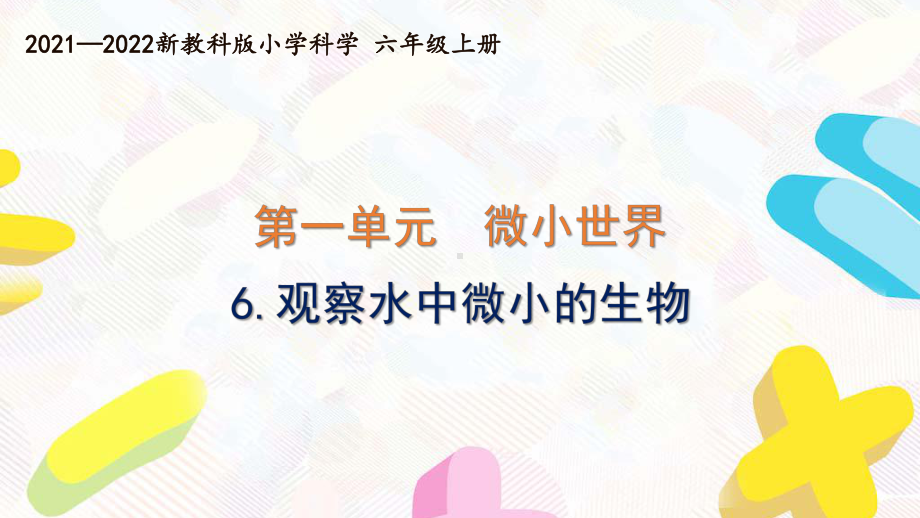 新教科版2021-2022六年级科学上册第一单元 《6.观察水中微小的生物》课件.pptx_第1页