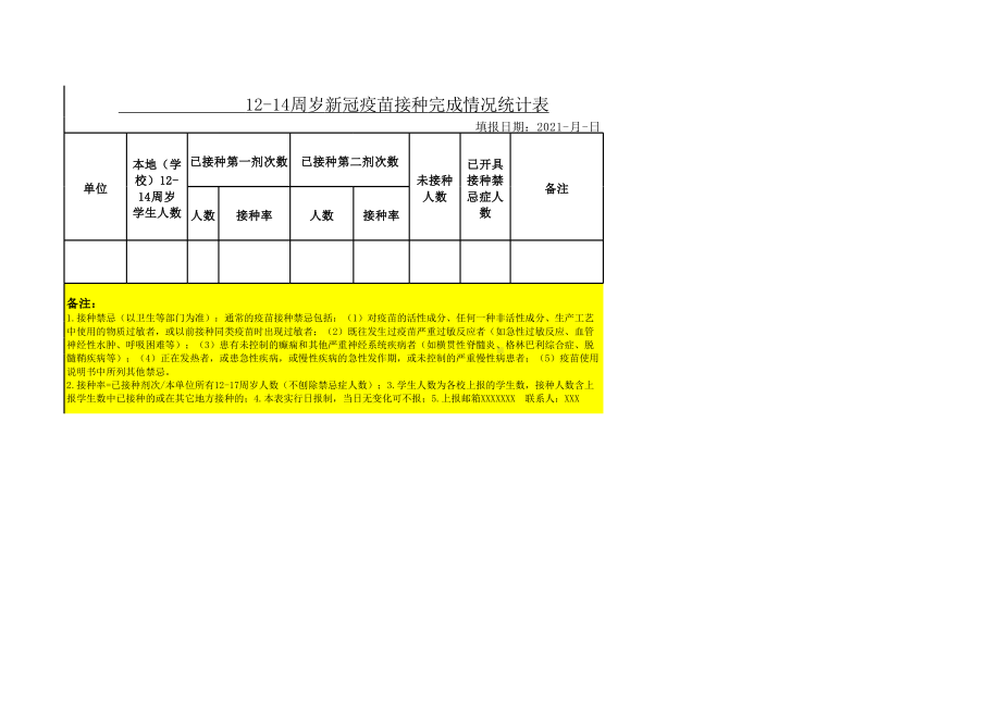 --------小学12-14周岁每日新冠疫苗接种完成情况统计表.xlsx_第1页