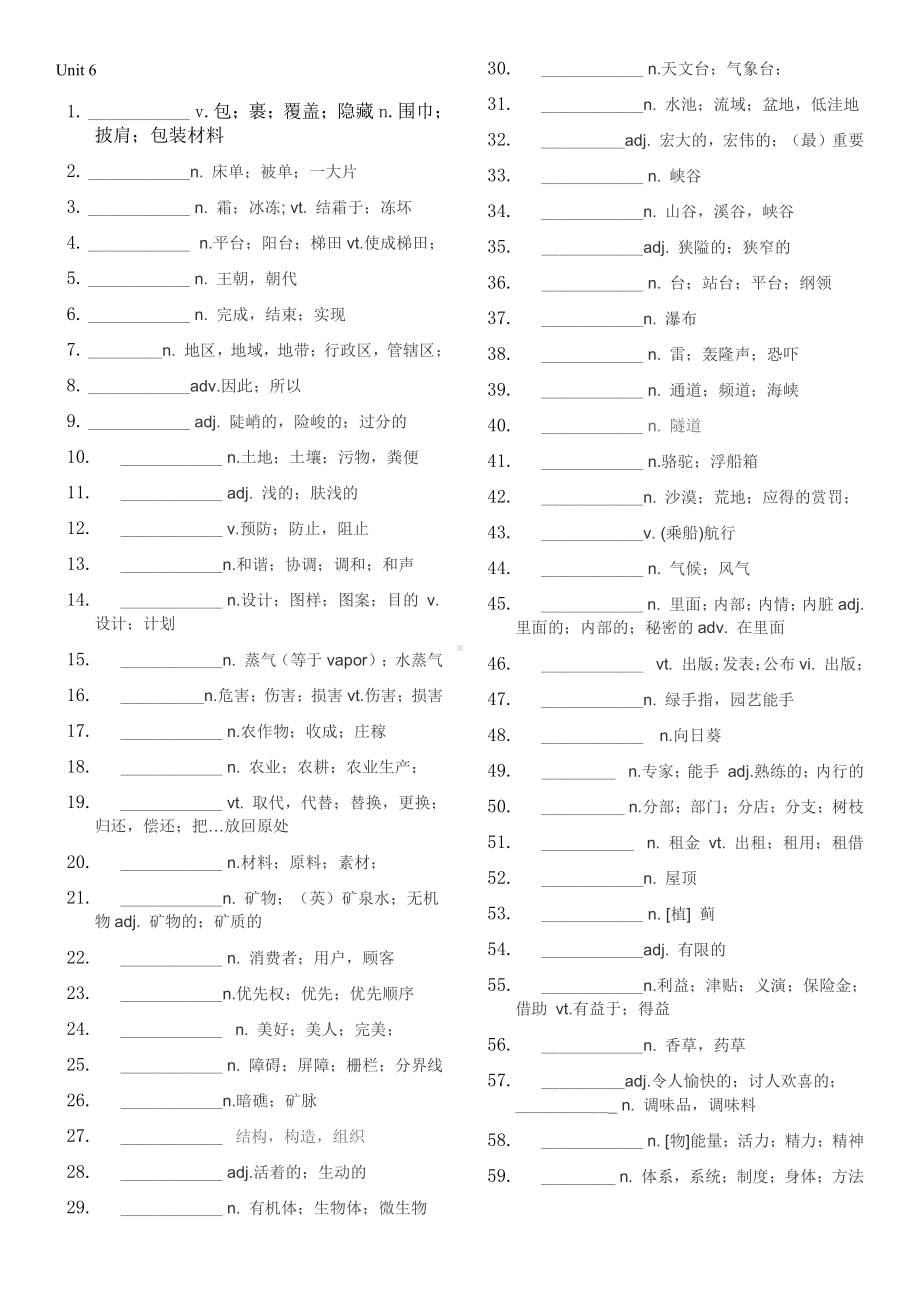 （2021新外研版）高中英语必修第一册unit 6 单词课文单词.doc_第1页