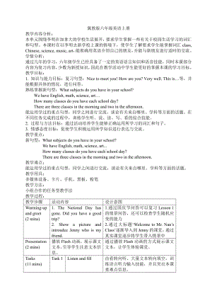 冀教版（三起）六上Unit 2 School in Canada-Lesson 8 Li Ming Meets Jenny’s Class-教案、教学设计-市级优课-(配套课件编号：20032).doc