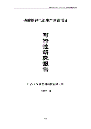 磷酸铁锂电池生产项目可行性研究报告-立项方案.doc