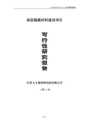 高阻隔膜材料建设项目可行性研究报告-立项方案.doc