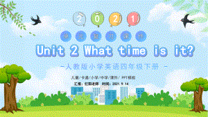 小学英语四年级下册《What time is it》通用PPT模板.pptx