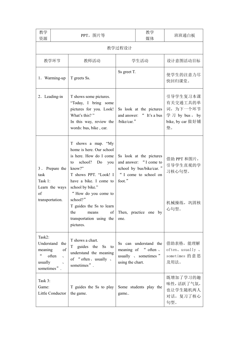 人教PEP版六年级上册Unit 2Ways to go to school-A-教案、教学设计-省级优课-(配套课件编号：43451).doc_第2页