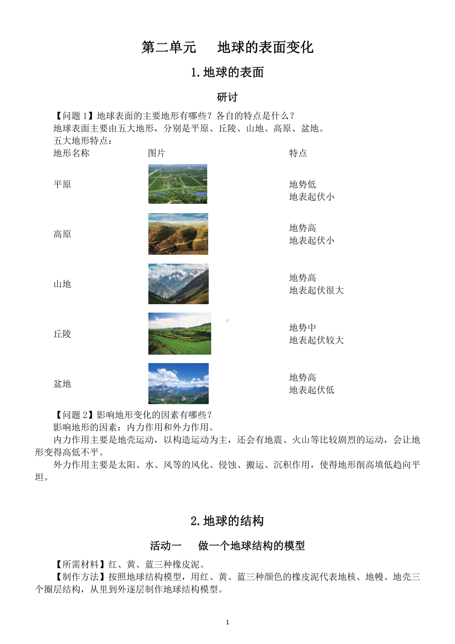 小学科学教科版五年级上册第二单元《地球表面的变化 》实验报告（2021新版）.docx_第1页