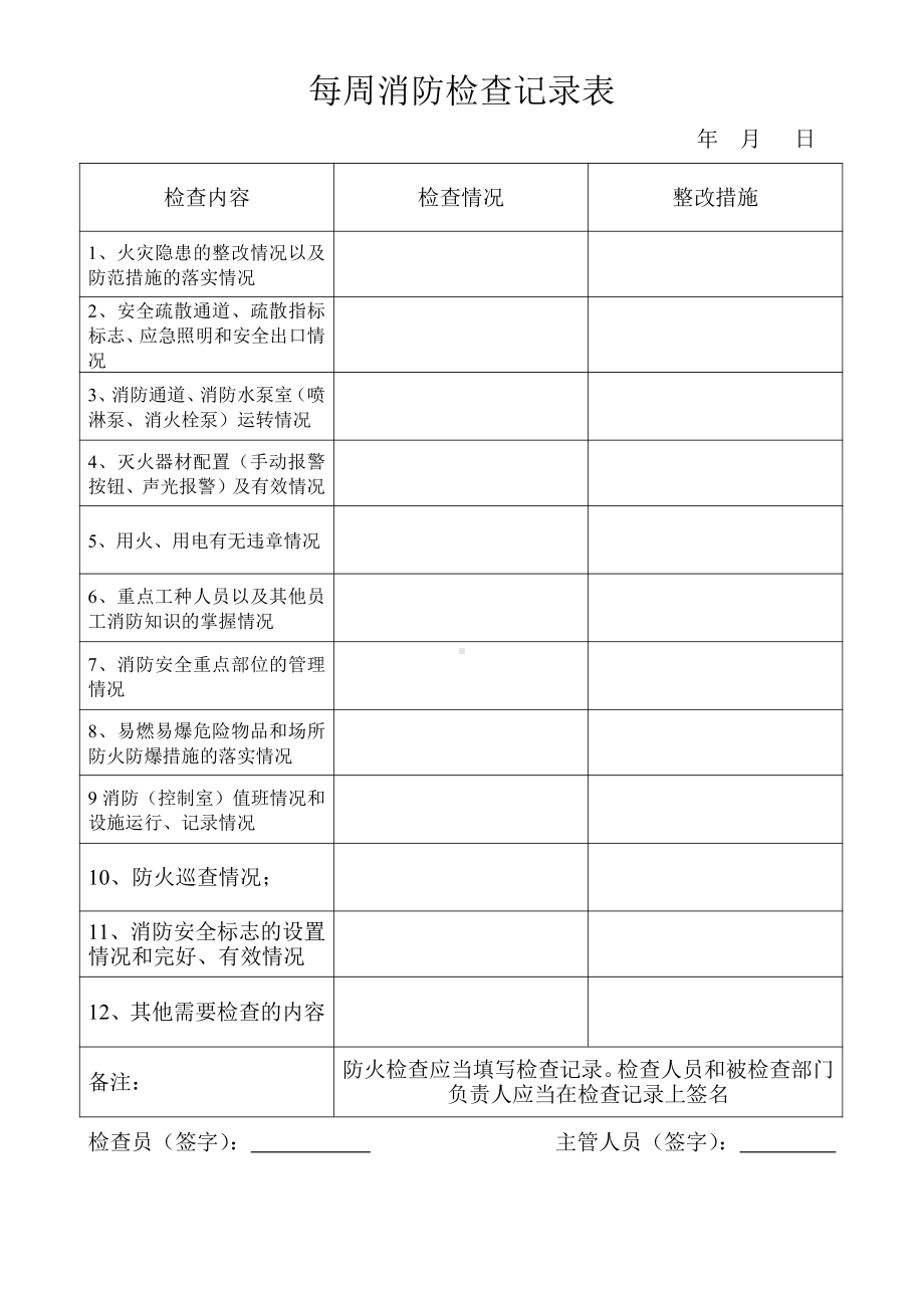 施工现场消防检查记录表（周、日）.doc_第1页