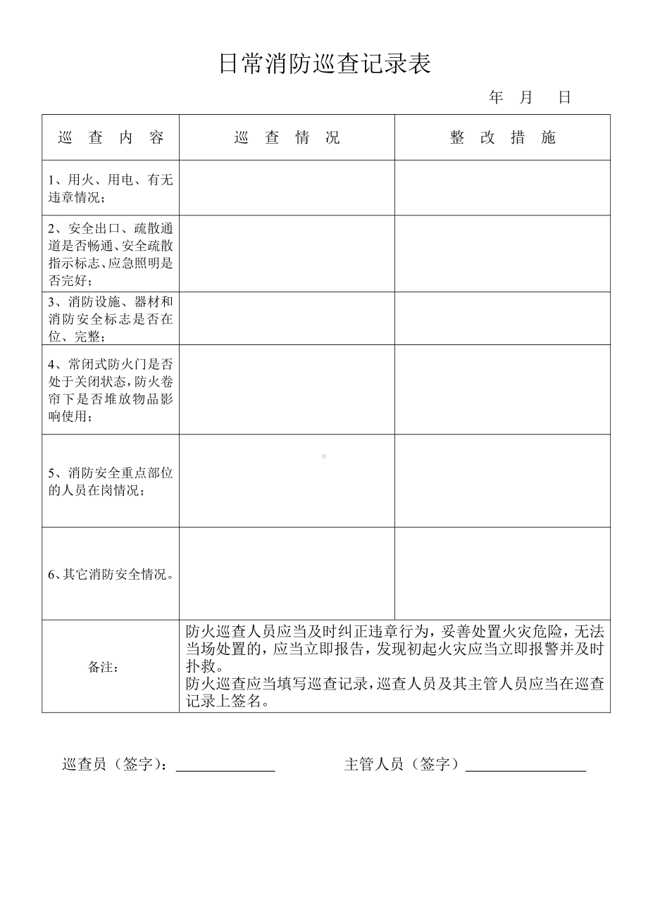 施工现场消防检查记录表（周、日）.doc_第2页