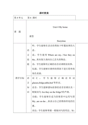 人教PEP版四年级上册Unit 4 My home-C-教案、教学设计-市级优课-(配套课件编号：6003e).doc