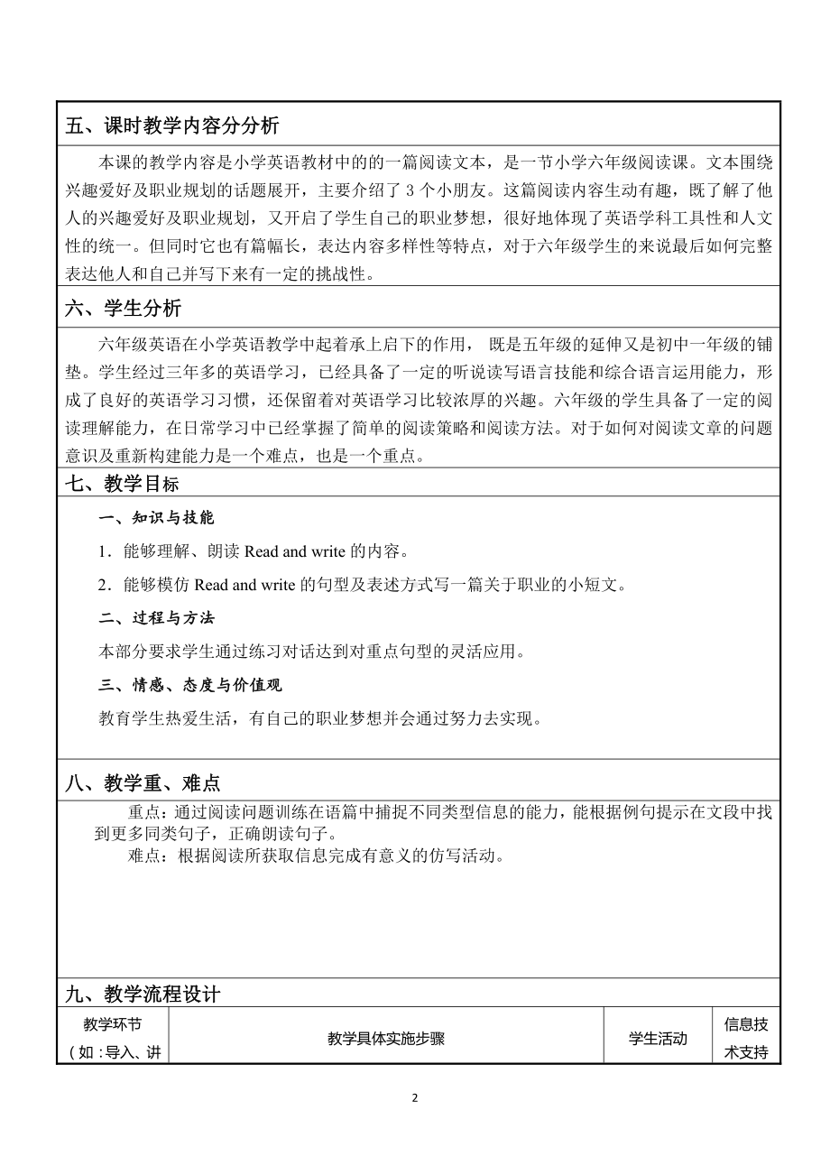 人教PEP版六年级上册Unit 5What does he do -C-教案、教学设计-市级优课-(配套课件编号：e0239).doc_第2页