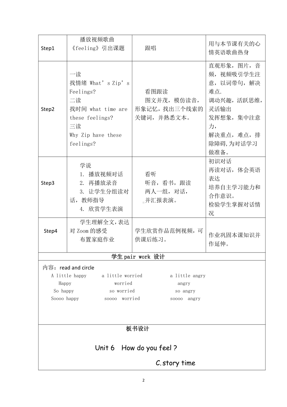 人教PEP版六年级上册Unit 6How do you feel -C-教案、教学设计-市级优课-(配套课件编号：d030b).doc_第2页