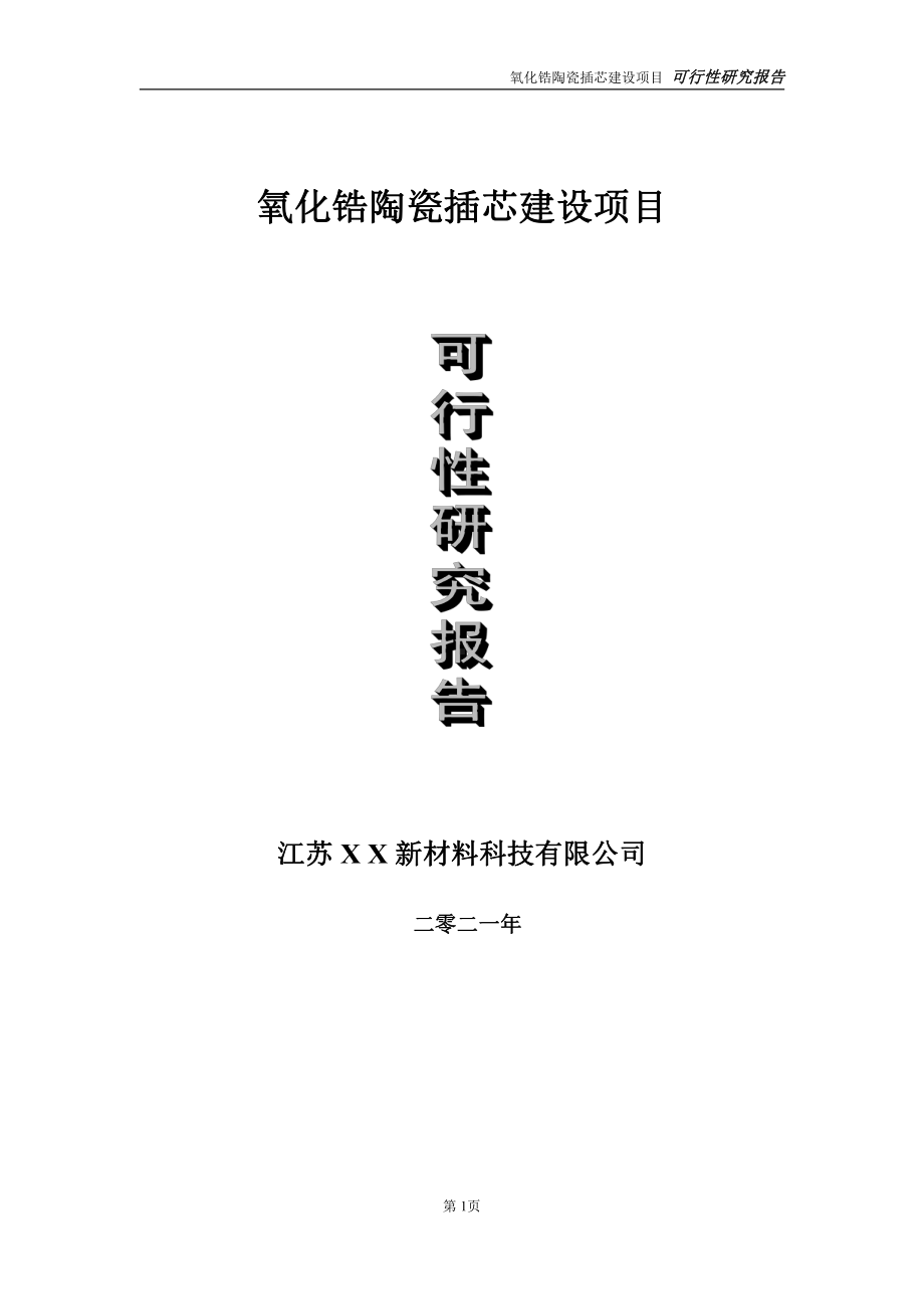 氧化锆陶瓷插芯建设项目可行性研究报告-立项方案.doc_第1页