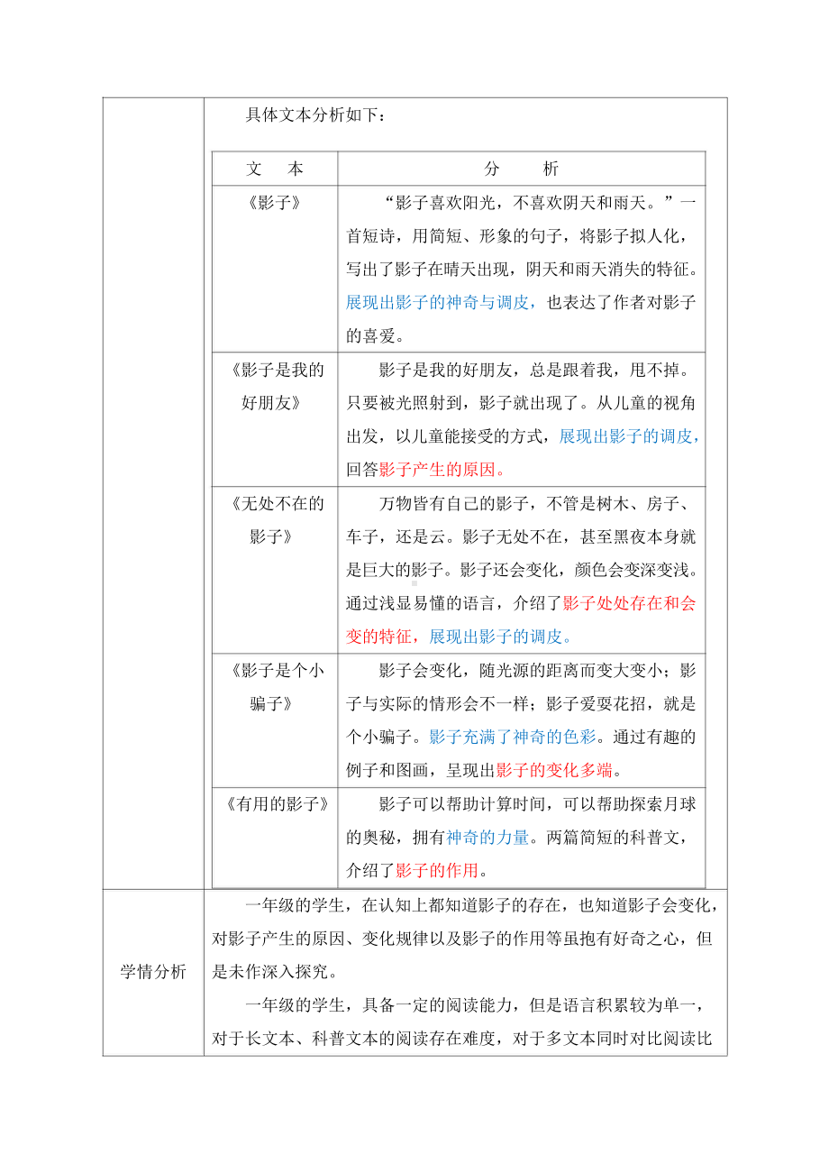 一年级群文阅读：《调皮的影子》教案2021年群文阅读教学设计评选活动获奖作品11页.doc_第2页