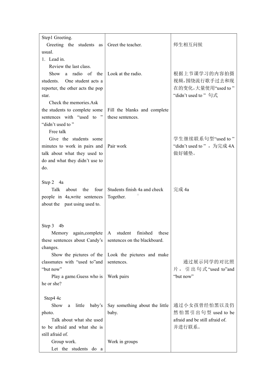 人教版九年级Unit 4 I used to be afraid of the dark.-Section A Grammar focus 4a—4c-教案、教学设计-公开课-(配套课件编号：00408).doc_第2页