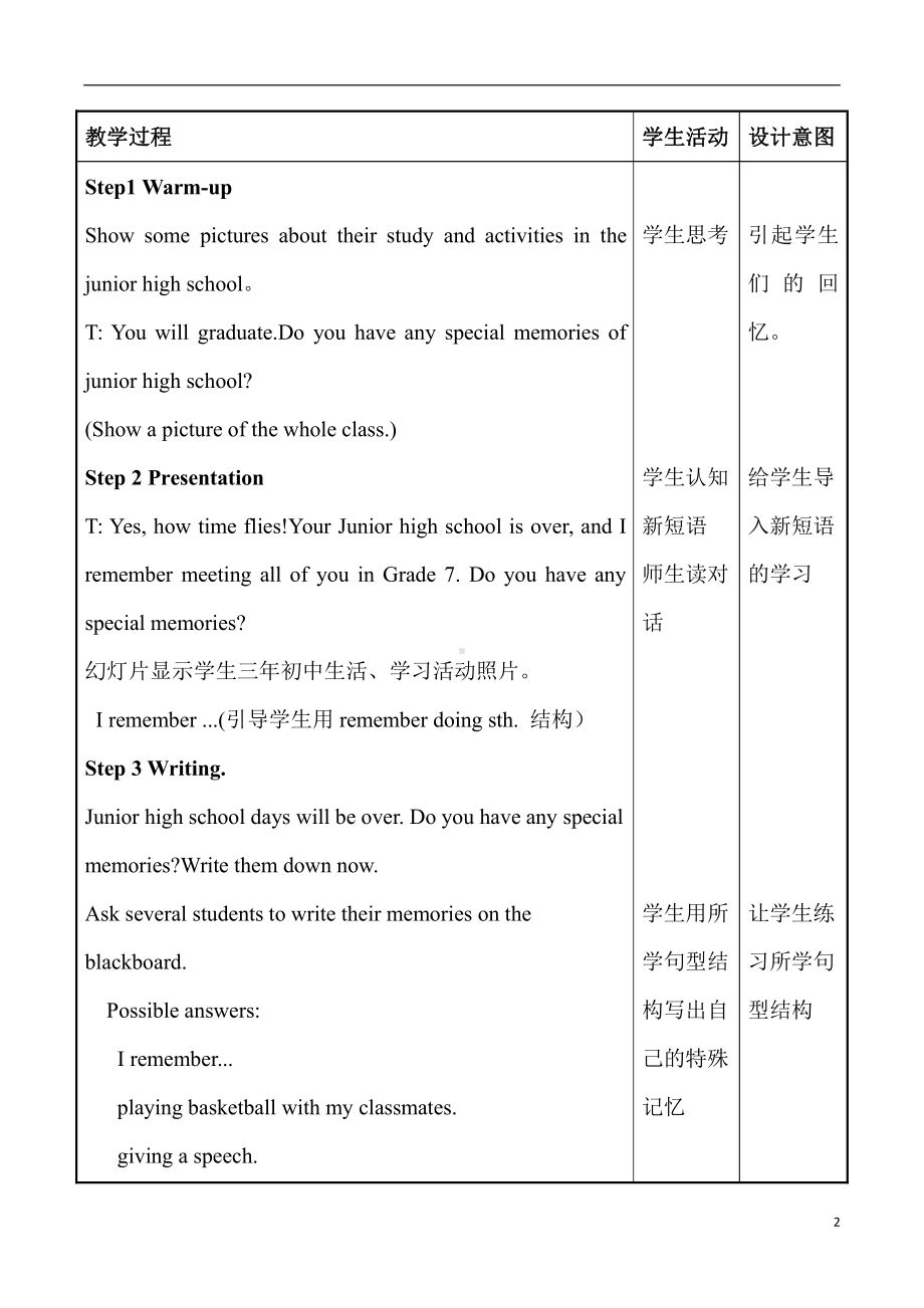 人教版九年级Unit 14 I remember meeting all of you in Grade 7.-Section A 1a—2d-教案、教学设计-公开课-(配套课件编号：e012e).docx_第2页