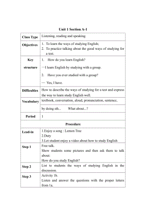 人教版九年级Unit 1 How can we become good learners -Section A 1a—2d-教案、教学设计-公开课-(配套课件编号：e052f).doc