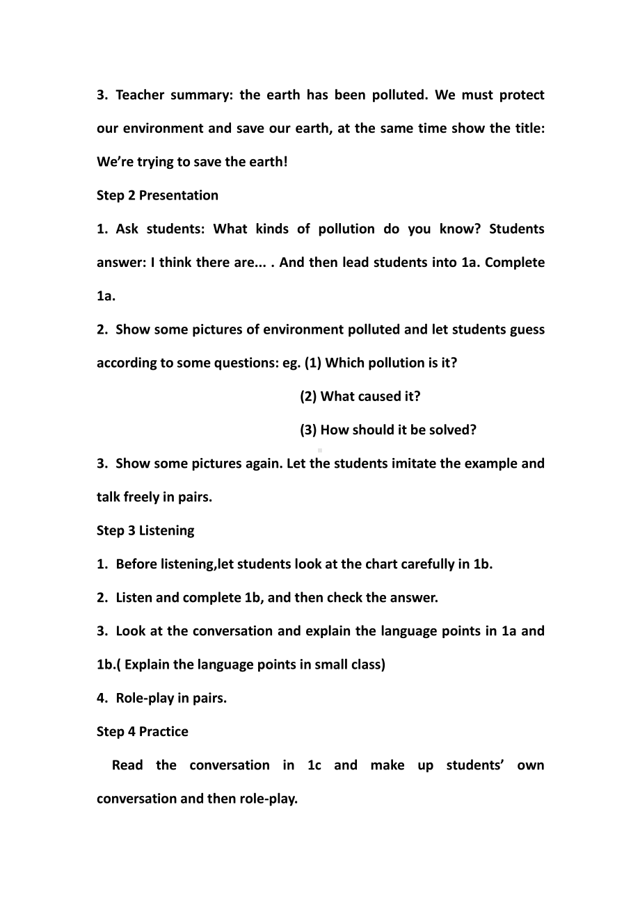 人教版九年级Unit 13 We're trying to save the earth!-Section A 1a—1c-教案、教学设计-公开课-(配套课件编号：a0237).docx_第2页