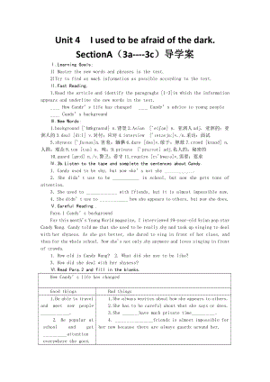 人教版九年级Unit 4 I used to be afraid of the dark.-Section A 3a—3c-教案、教学设计-公开课-(配套课件编号：300ac).docx