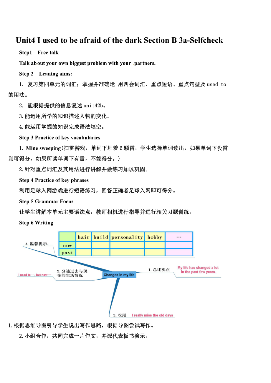 人教版九年级Unit 4 I used to be afraid of the dark.-Section B 3a—3b Self check-教案、教学设计-公开课-(配套课件编号：c039d).doc_第1页