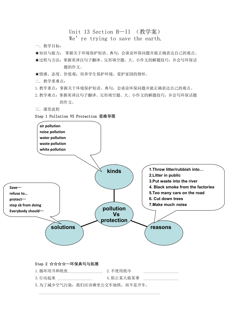 人教版九年级Unit 13 We're trying to save the earth!-Section B 3a—3b Self check-教案、教学设计-公开课-(配套课件编号：06532).doc_第1页