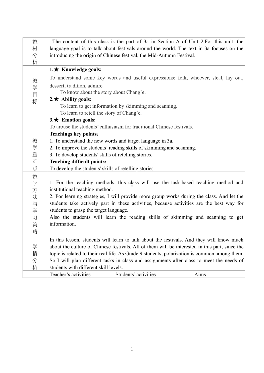 人教版九年级Unit 2 I think that mooncakes are delicious!-Section A 3a—3c-教案、教学设计-公开课-(配套课件编号：d0f54).doc_第1页