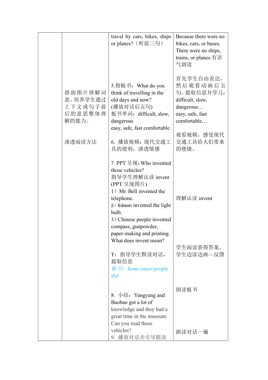 北京版六年级上册UNIT THREE HOW DID YOU GO TO HANGZHOU -Lesson 11-教案、教学设计-县级公开课-(配套课件编号：408a3).doc_第3页