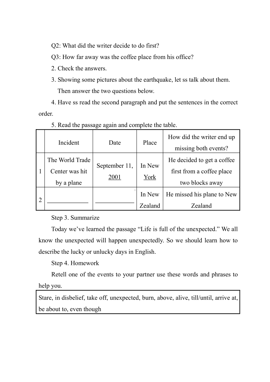 人教版九年级Unit 12 Life is full of the unexpected.-Section A 3a—3c-教案、教学设计-省级公开课-(配套课件编号：21802).doc_第2页