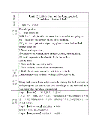 人教版九年级Unit 12 Life is full of the unexpected.-Section A 3a—3c-教案、教学设计-市级公开课-(配套课件编号：14c43).doc