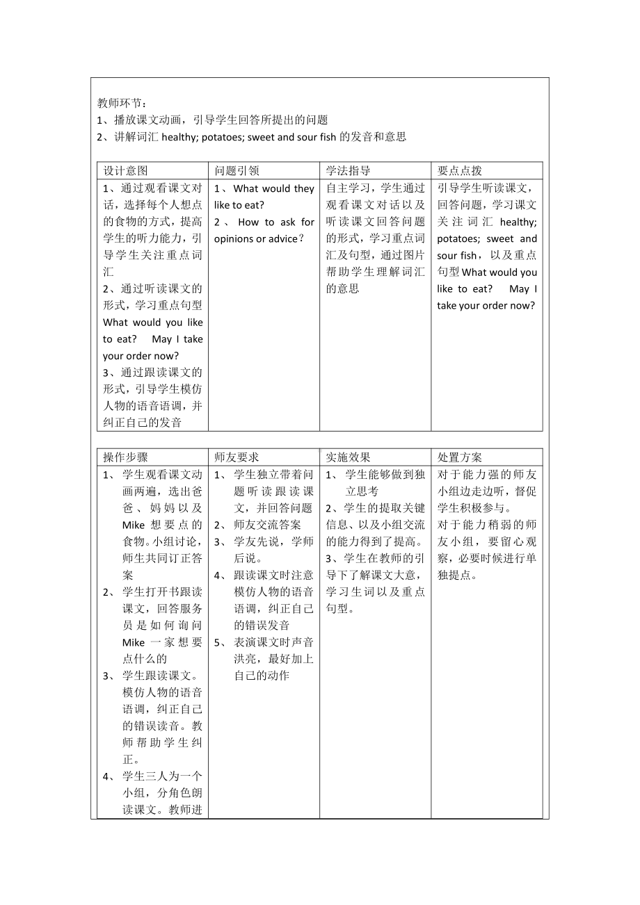 北京版四年级上册UNIT SIX MAY I TAKE YOUR ORDER -Lesson 19-教案、教学设计-县级公开课-(配套课件编号：02a91).doc_第3页