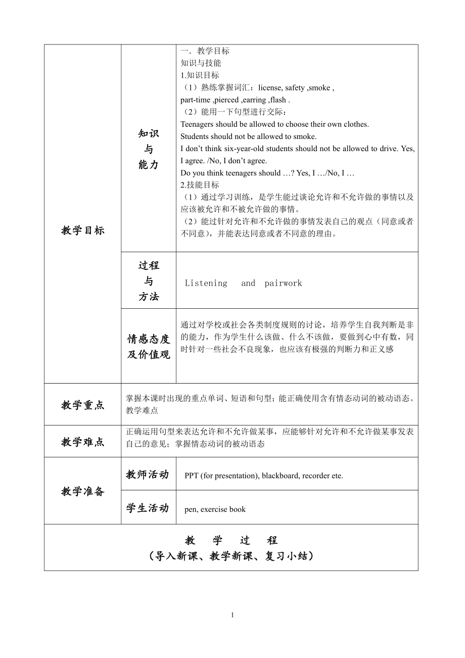 人教版九年级Unit 7 Teenagers should be allowed to choose their own clothes.-Section A 1a—2d-教案、教学设计-市级公开课-(配套课件编号：215fa).doc_第1页