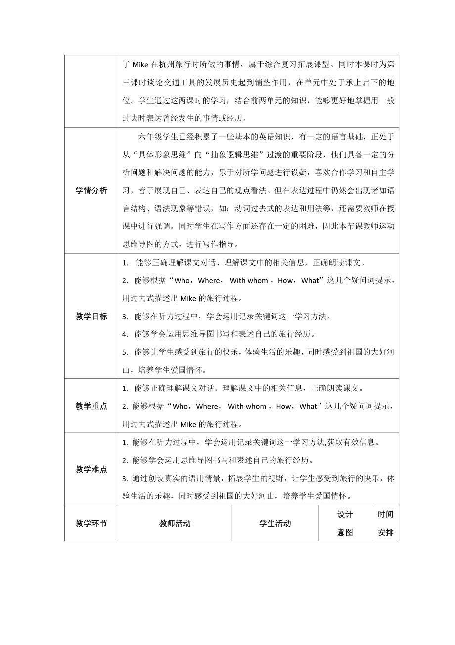 北京版六年级上册UNIT THREE HOW DID YOU GO TO HANGZHOU -Lesson 10-教案、教学设计--(配套课件编号：b00ca).docx_第2页