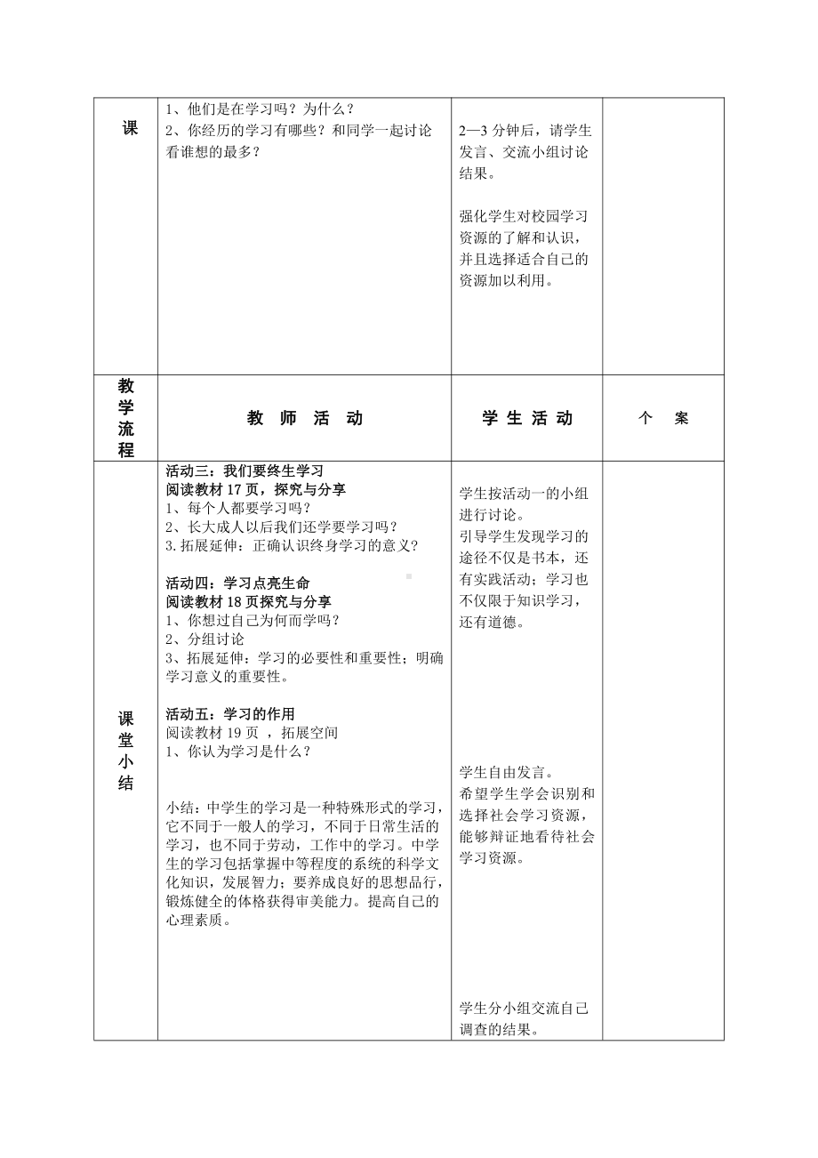 部编版七年级上册道德与法治第2课《学习天地学习伴成长》教案 (11).doc_第2页