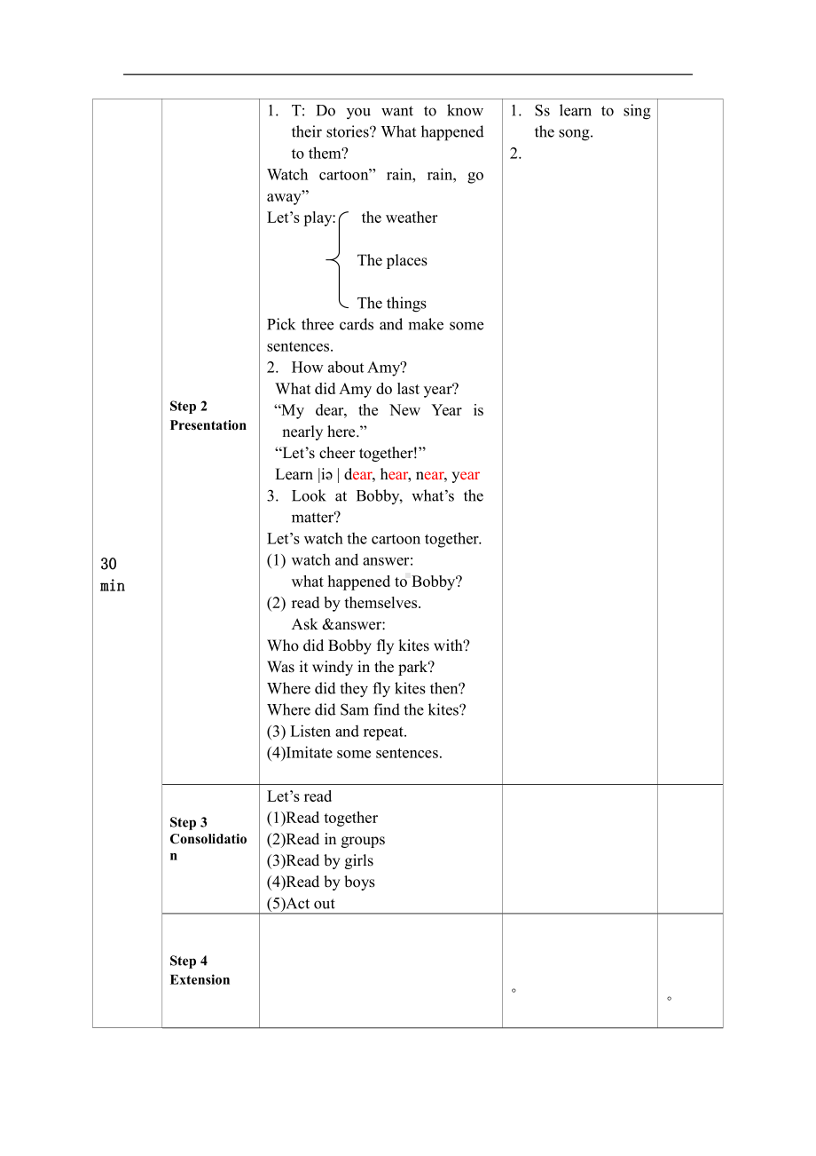 Unit 2 What a day!-Sound time, Song time & Cartoon time-教案、教学设计-市级公开课-新牛津译林版六年级上册(配套课件编号：80e86).doc_第2页