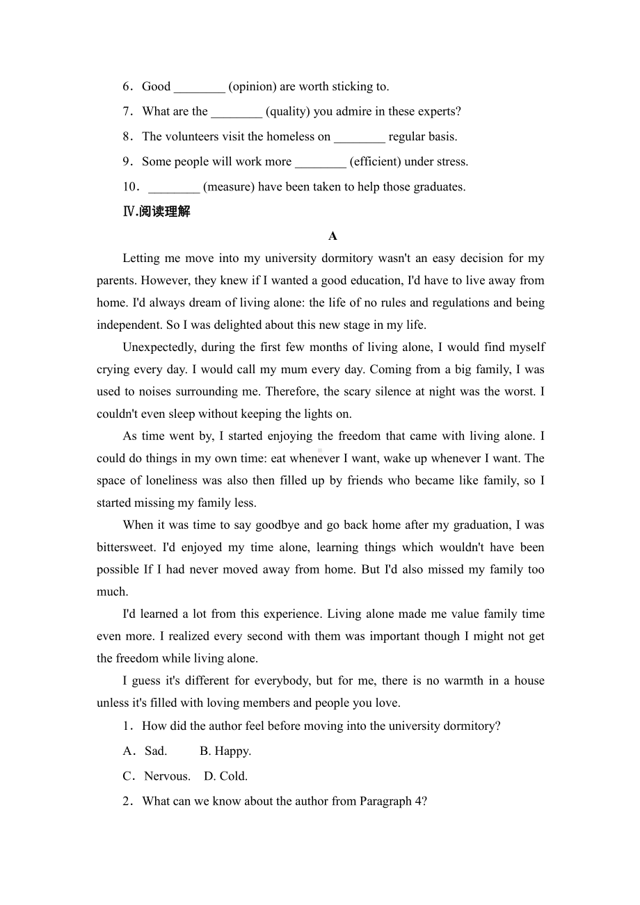 Unit 3 Section Ⅱ Grammar and usage &Integrated skills同步练习 （2021新牛津译林版）高中英语必修第一册（高一上期）.docx_第3页