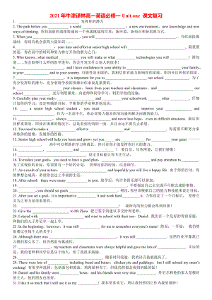 Unit 1 课文句子复习（无答案） （2021新牛津译林版）高中英语必修第一册（高一上期）.docx