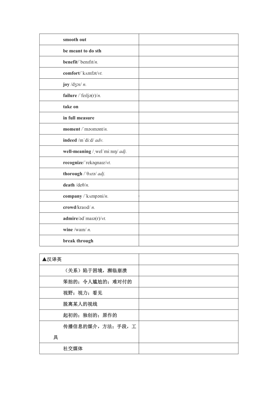 Unit 3 单词词组默写清单（含答案） （2021新牛津译林版）高中英语必修第一册（高一上期）.doc_第3页