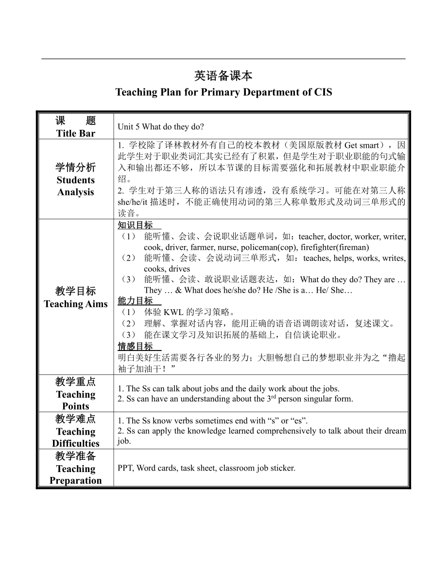 Unit 5 What do they do -Story time-教案、教学设计-部级公开课-新牛津译林版五年级上册(配套课件编号：a01ec).doc_第1页