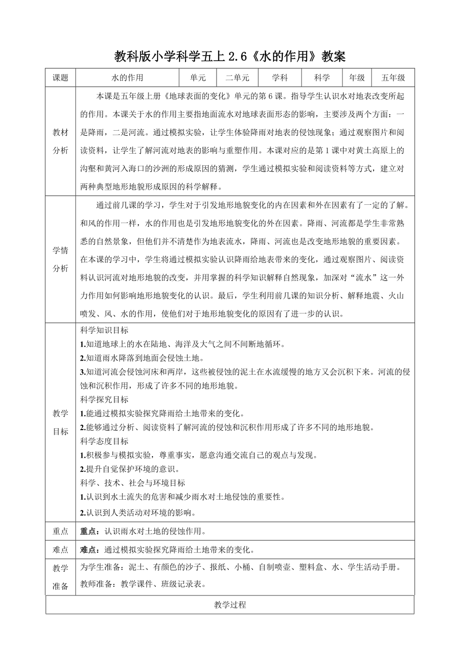 教科版五年级科学上册2.6 水的作用课件+视频+教案.zip