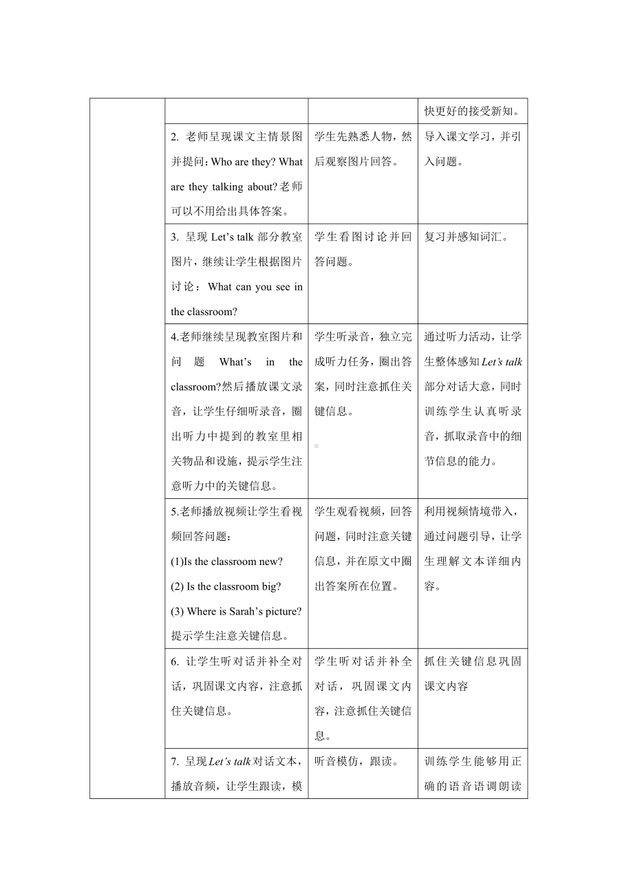 人教PEP四年级上册：Unit 1 My classroom Part A Let’s talk（教案）.docx_第2页