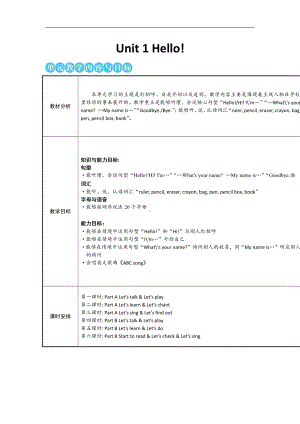 pep人教版三年级英语上册全册教学设计（表格式）.doc