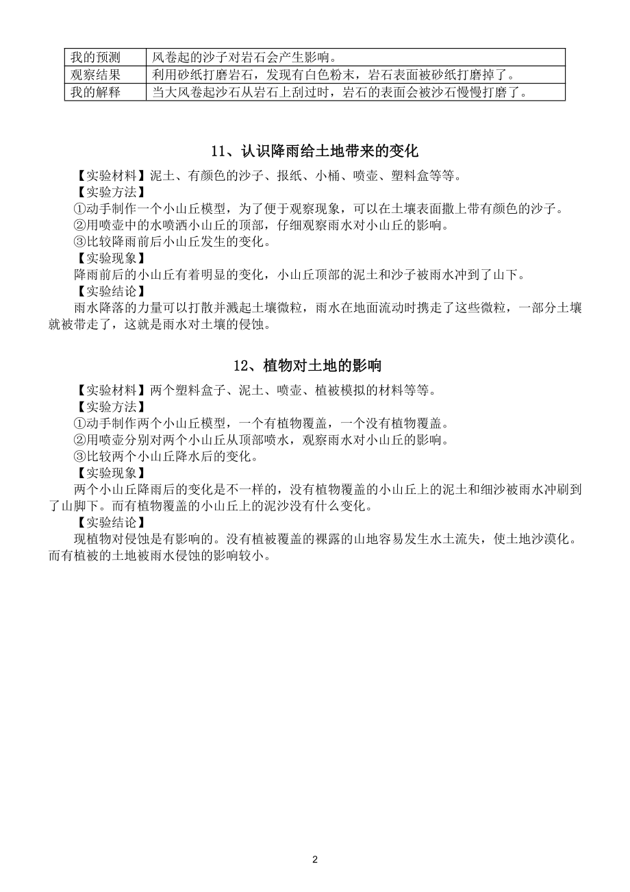 小学科学教科版五年级上册第二单元《地球表面的变化》实验报告（2021新版）.doc_第2页