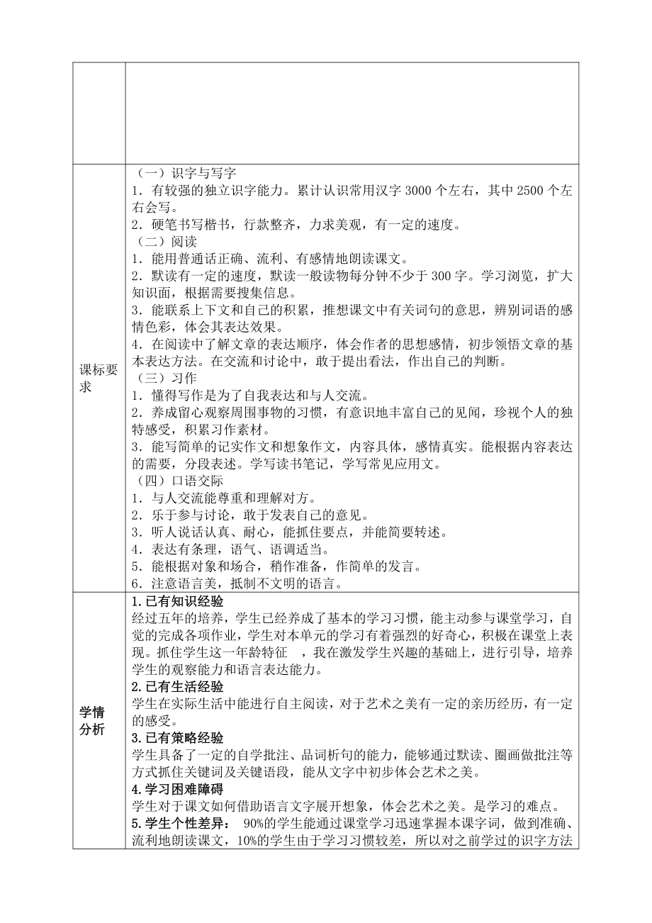 六年级语文上册部编版第七单元教学计划.doc_第2页