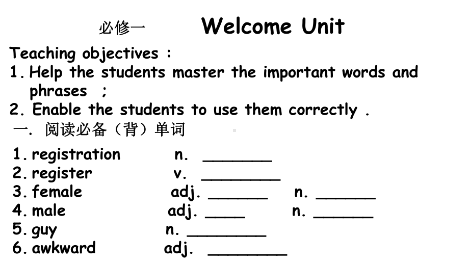 （2021新人教版）高中英语必修第一册Welcome unit词汇复习ppt课件.pptx_第1页