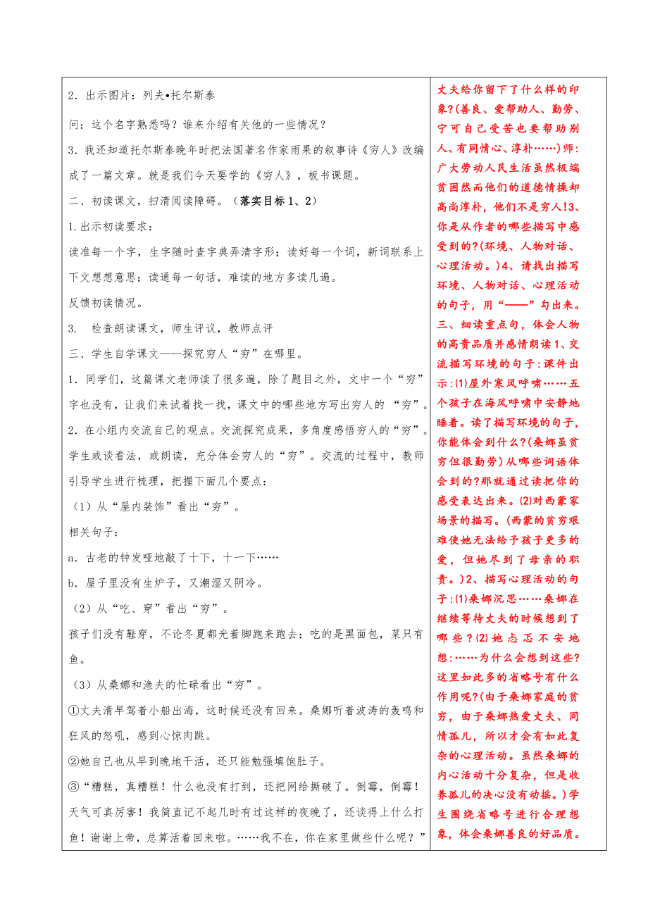 部编版六年级语文上册第四单元13《穷人》教案(含2课时).doc_第2页