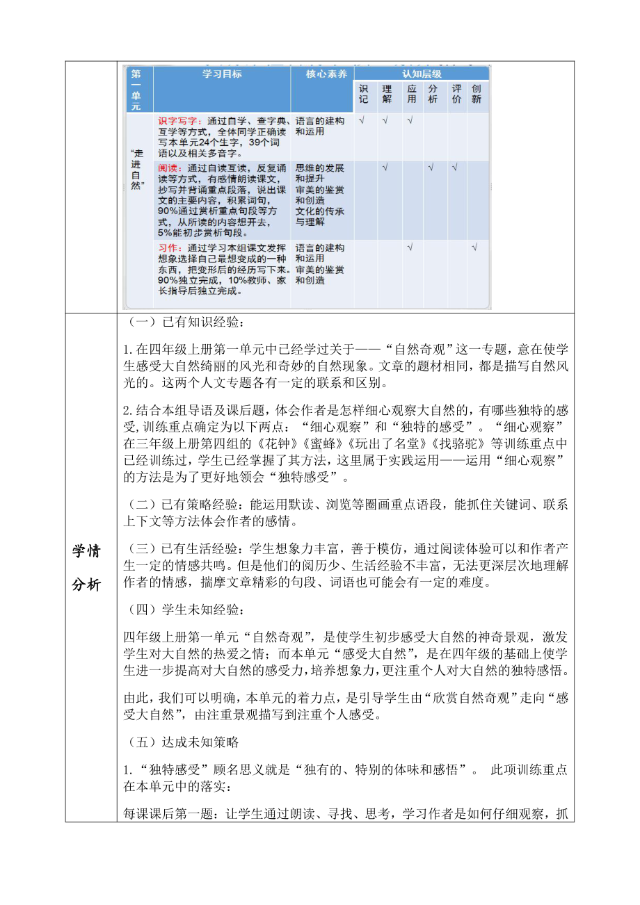 部编版六年级语文上册第一单元集体备课教材分析及教案.doc_第2页