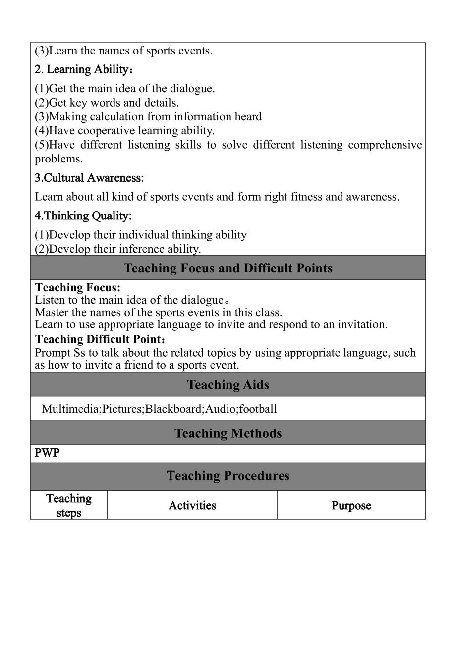 （2021新人教版）高中英语必修第一册-Unit 3 Sports and Fitness Listening and Speaking 教案.docx_第2页