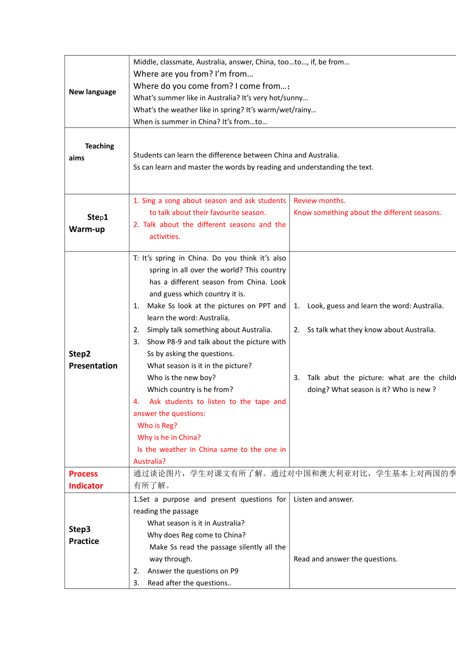 广东版五上Unit 1 Season and Weather-Lesson 2-教案、教学设计--(配套课件编号：50941).doc_第1页